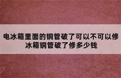 电冰箱里面的铜管破了可以不可以修 冰箱铜管破了修多少钱